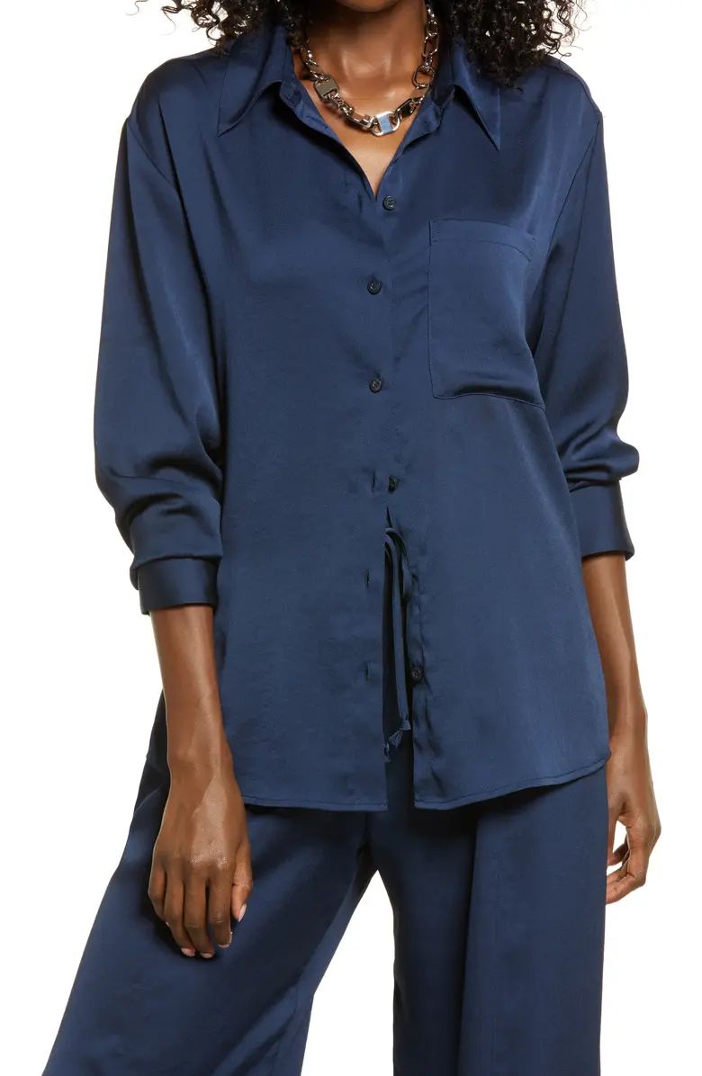 Satin Button-Up Shirt | Nordstrom