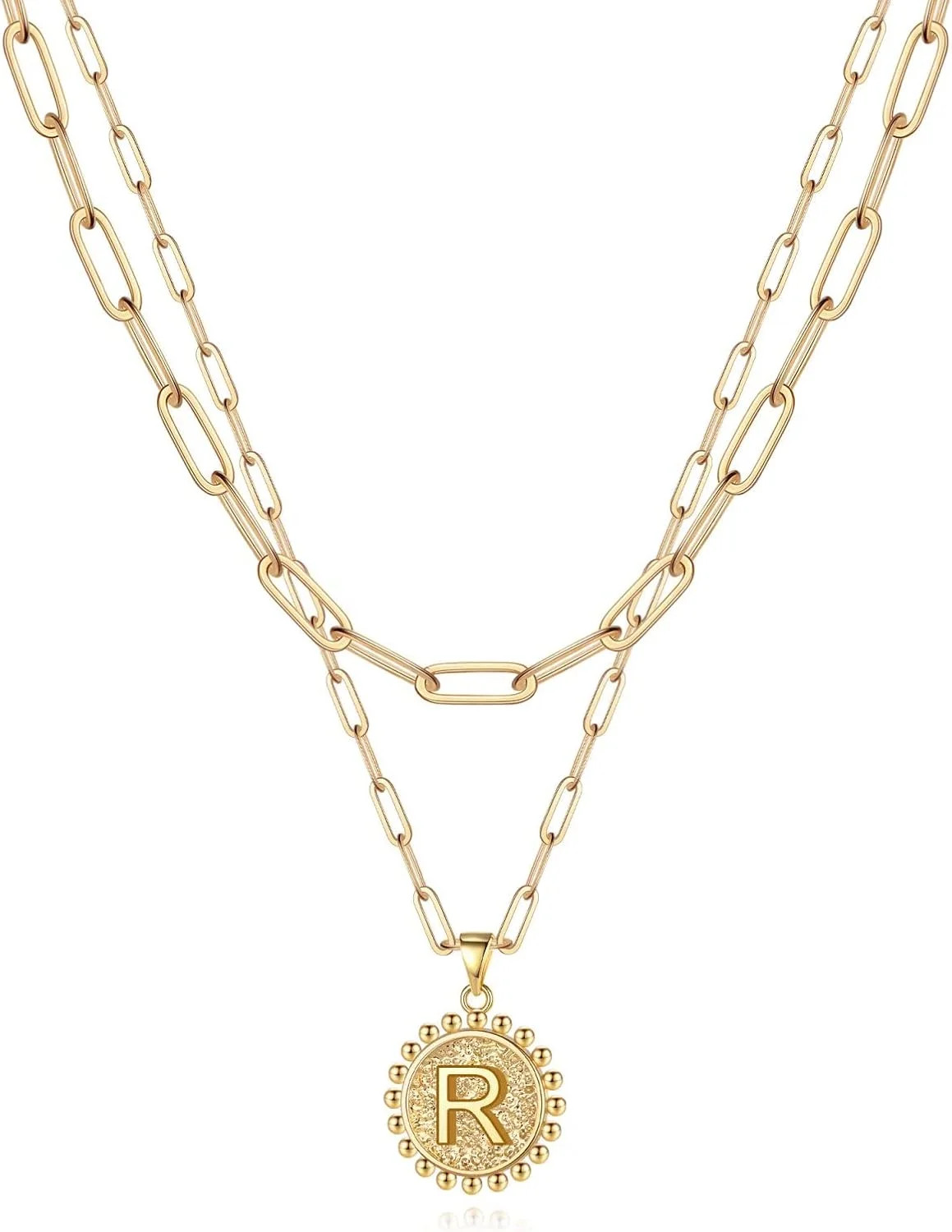 Gold Initial Necklaces for Women, 14K Gold Plated Dainty Layering Paperclip Link Chain Necklace P... | Walmart (US)