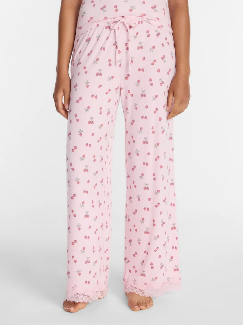 Joyspun Women’s Lace Trim Ribbed Pants, 30'' Inseam, Sizes XS-3X - Walmart.com | Walmart (US)
