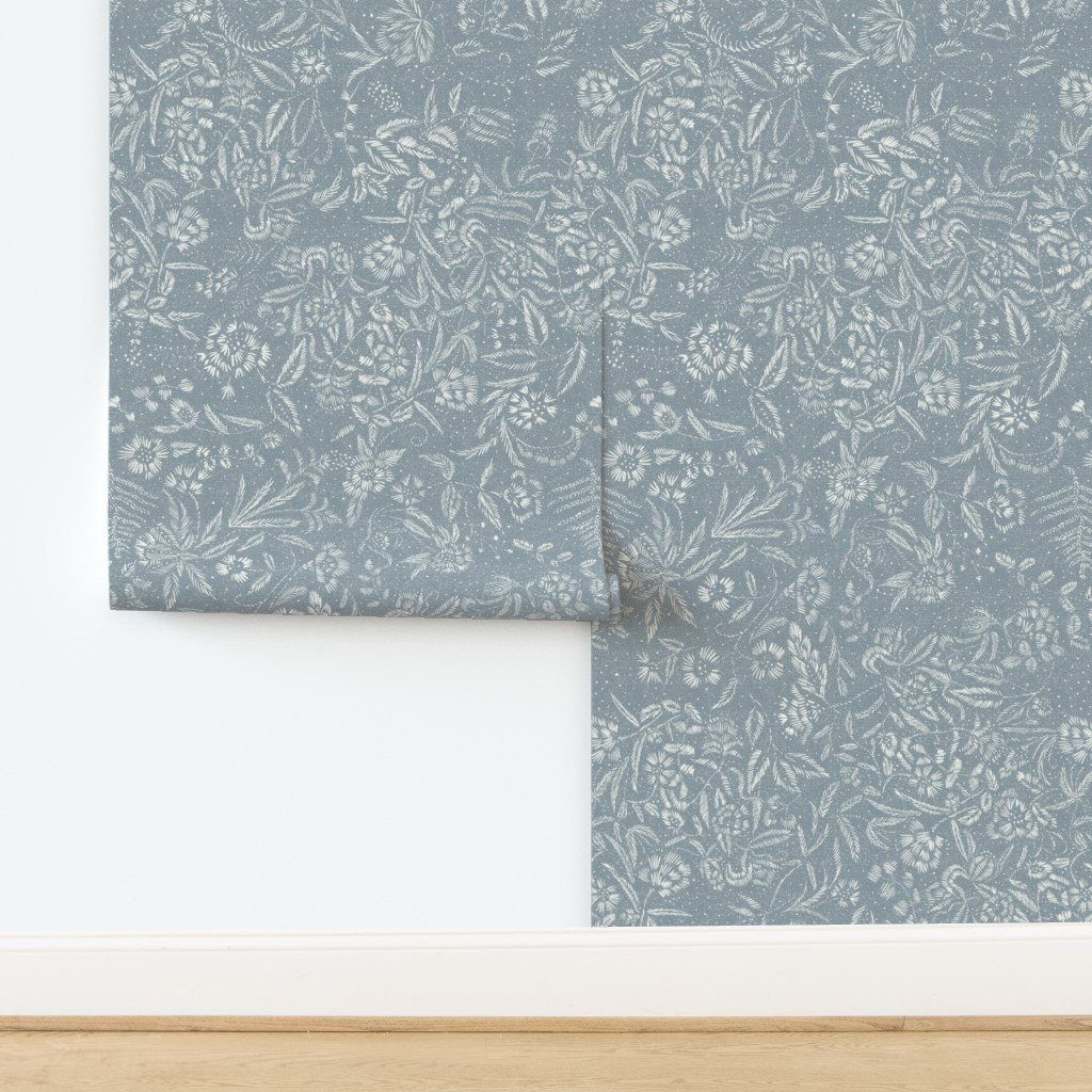 Stargazer Botanical Floral in Neutral Gray Wallpaper | Spoonflower | Spoonflower