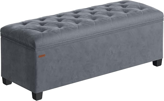 SONGMICS Banco otomano de almacenamiento de terciopelo, reposapi\u00e9s con patas, 15.7 x 43 x 15... | Amazon (US)
