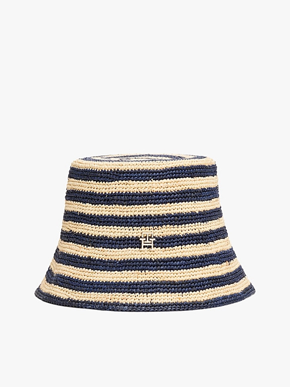 Straw Crochet Stripe Bucket Hat | Tommy Hilfiger UK