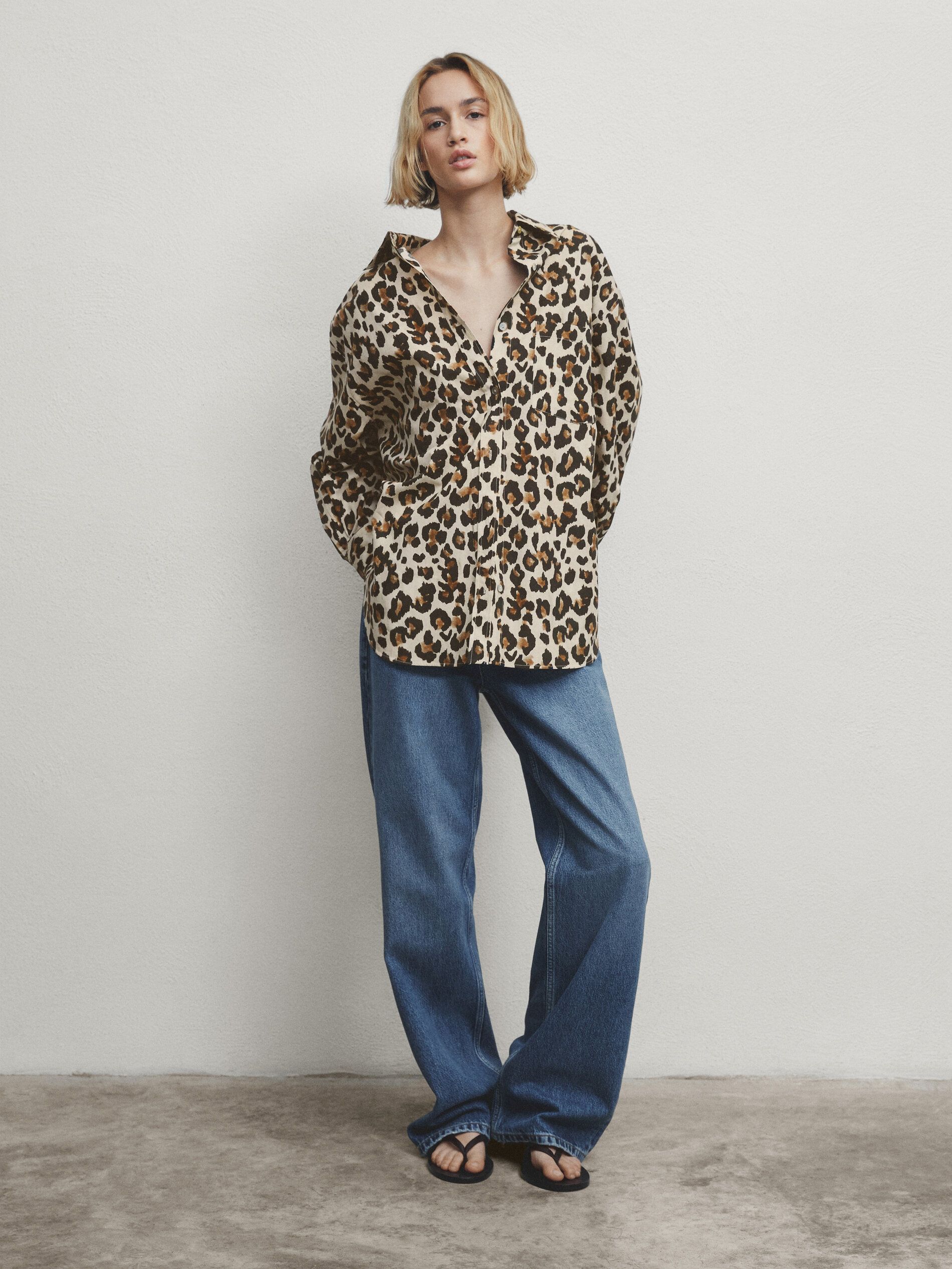 Animal print poplin shirt | Massimo Dutti (US)