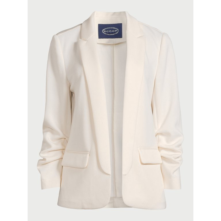 Scoop Women's Relaxed Scuba Knit Blazer with Scrunch Sleeves, Sizes XS-XXL | Walmart (US)