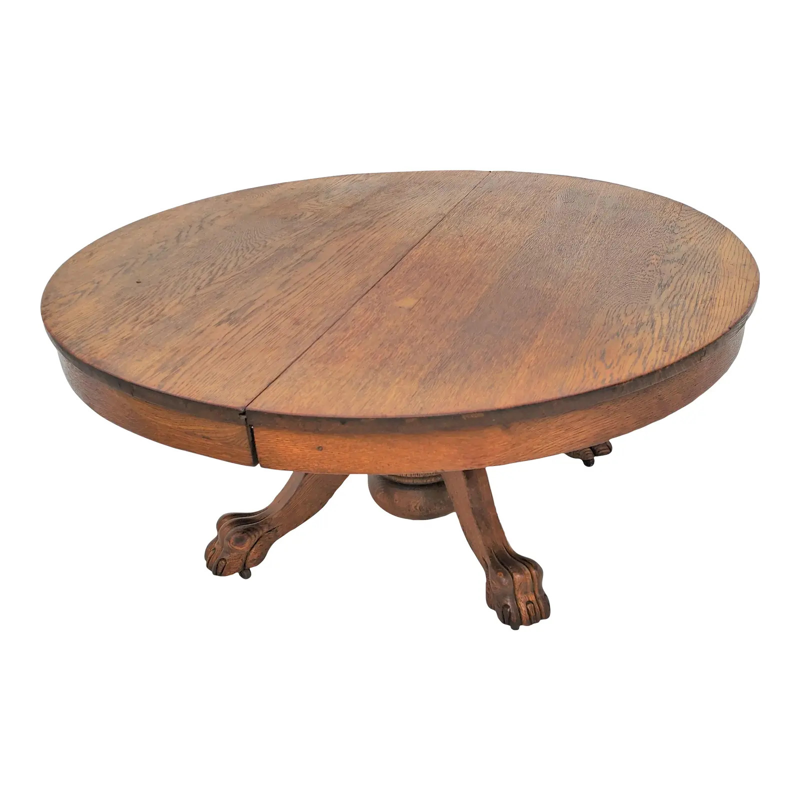 Antique Victorian American Solid Oak Round Coffee Table Circa 1900's | Chairish
