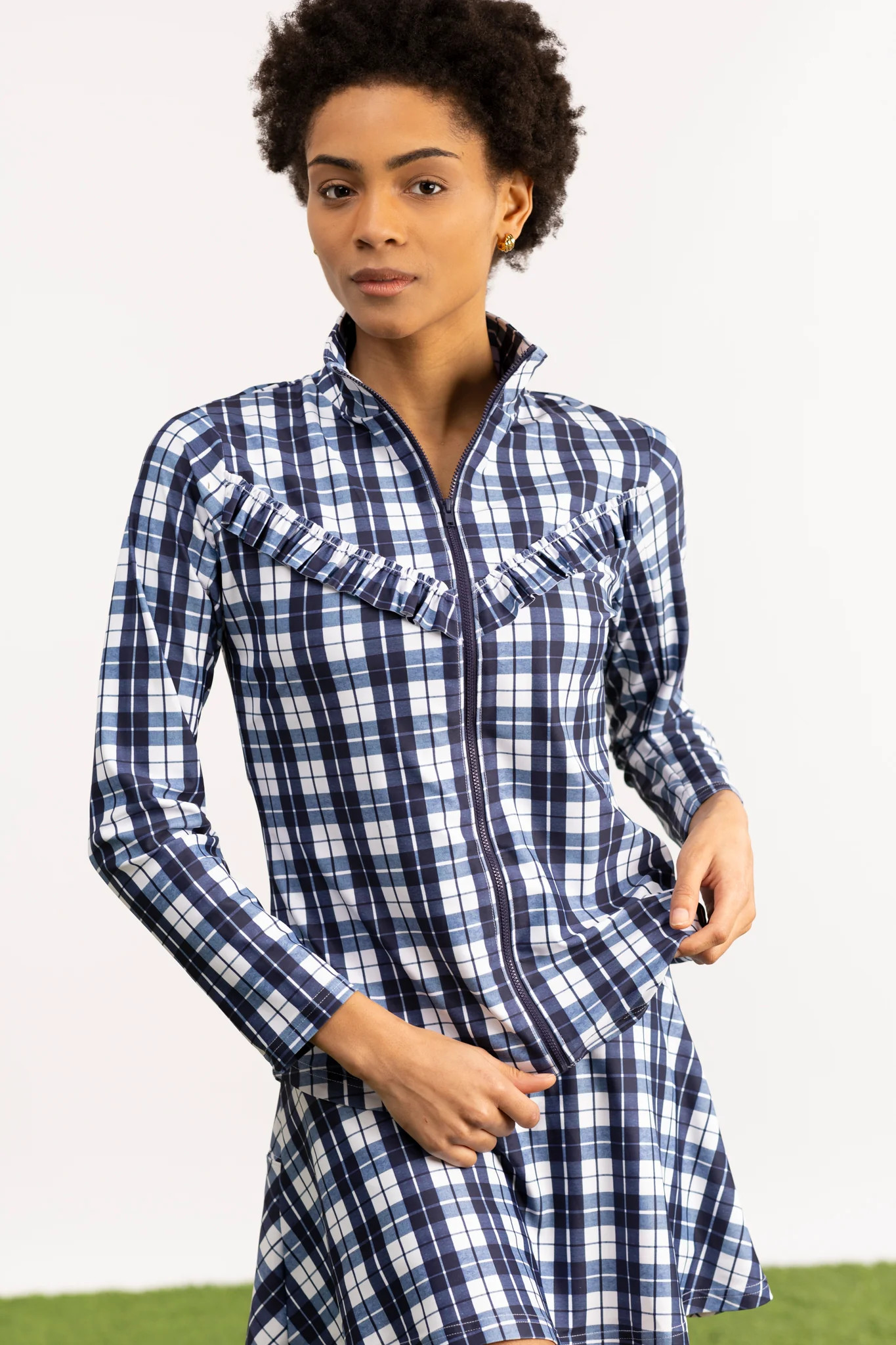 The Frankie Ruffle Jacket - Mariners Plaid | Smith and Quinn