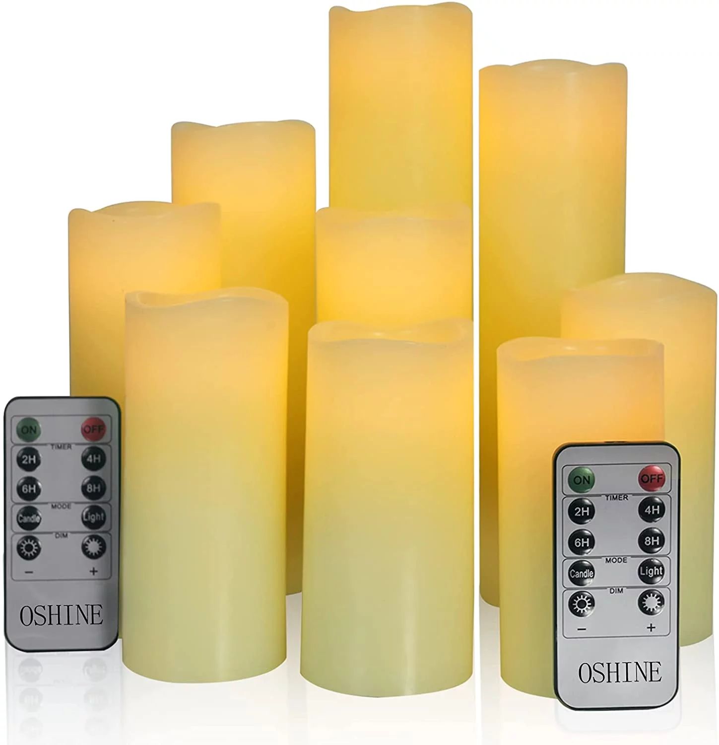 Oshine Flameless Candles 9-Pack LED Lights Battery Candles Electric Pillar Candles Ivory Real Wax... | Walmart (US)