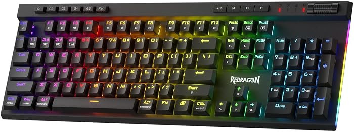 Redragon K580 PRO Wireless RGB Gaming Keyboard, 3-Modes 104 Keys Mechanical Keyboard w/Hot-Swap S... | Amazon (US)