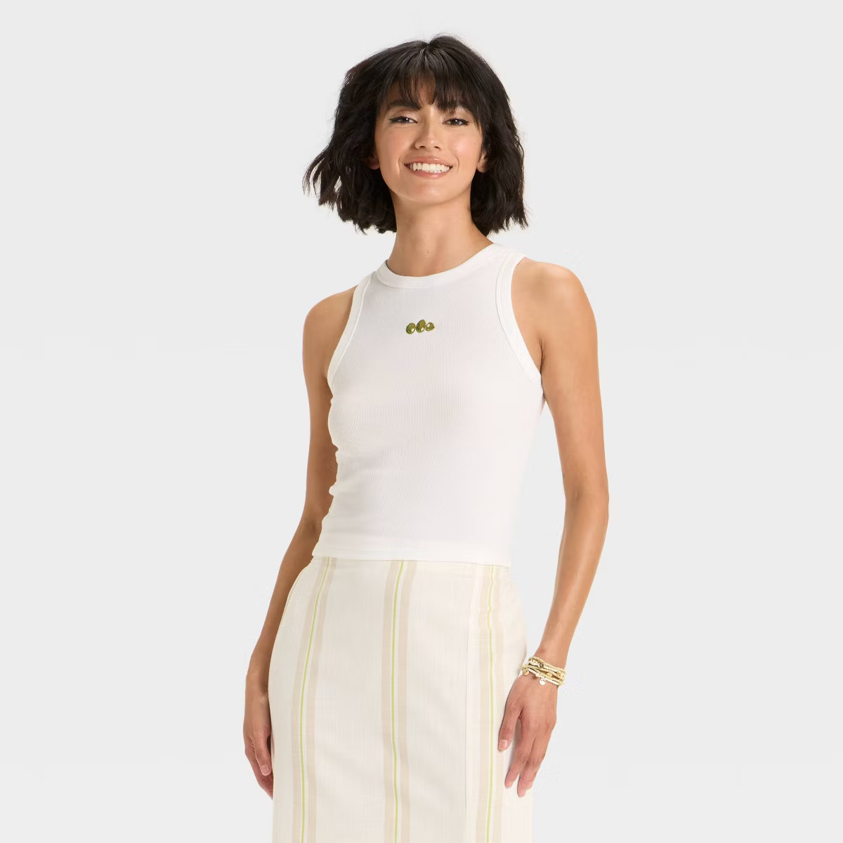 Women's Embroidered Icon Knit Tank Top - A New Day™ Lime Green XS | Target