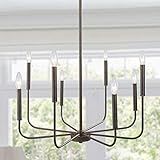 LALUZ Chandelier, Dining Room Lighting Fixtures Hanging, Chandelier Light Fixture with Dark Brown Sp | Amazon (US)