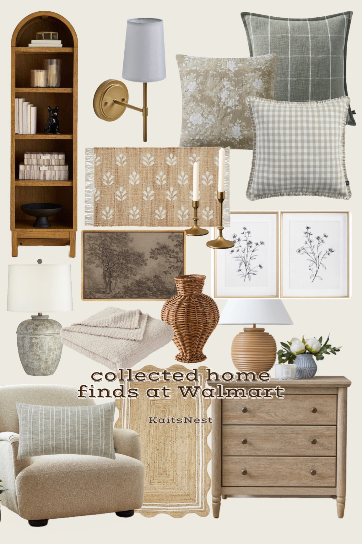 Collected home finds at Walmart. Throw pillows. Area rugs. Table lamps. Walmart furniture. Collected home. Cottage style. Walmart finds. Walmart home. 

#LTKHome #LTKSeasonal