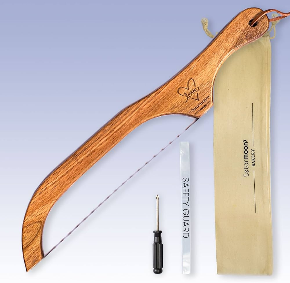 5 star moon Wooden Bread Bow Knife,10.8” Inches Serrated Knife, Wooden Handle Bread Knife with ... | Amazon (US)