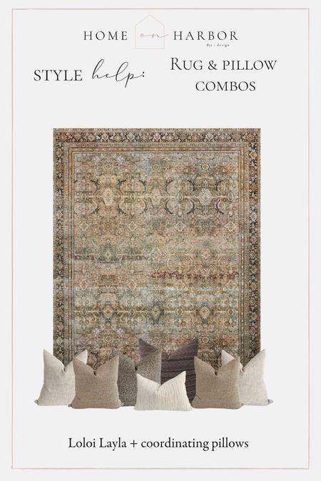 Loloi layla rug paired with coordinating pillows 

#LTKstyletip #LTKsalealert #LTKhome