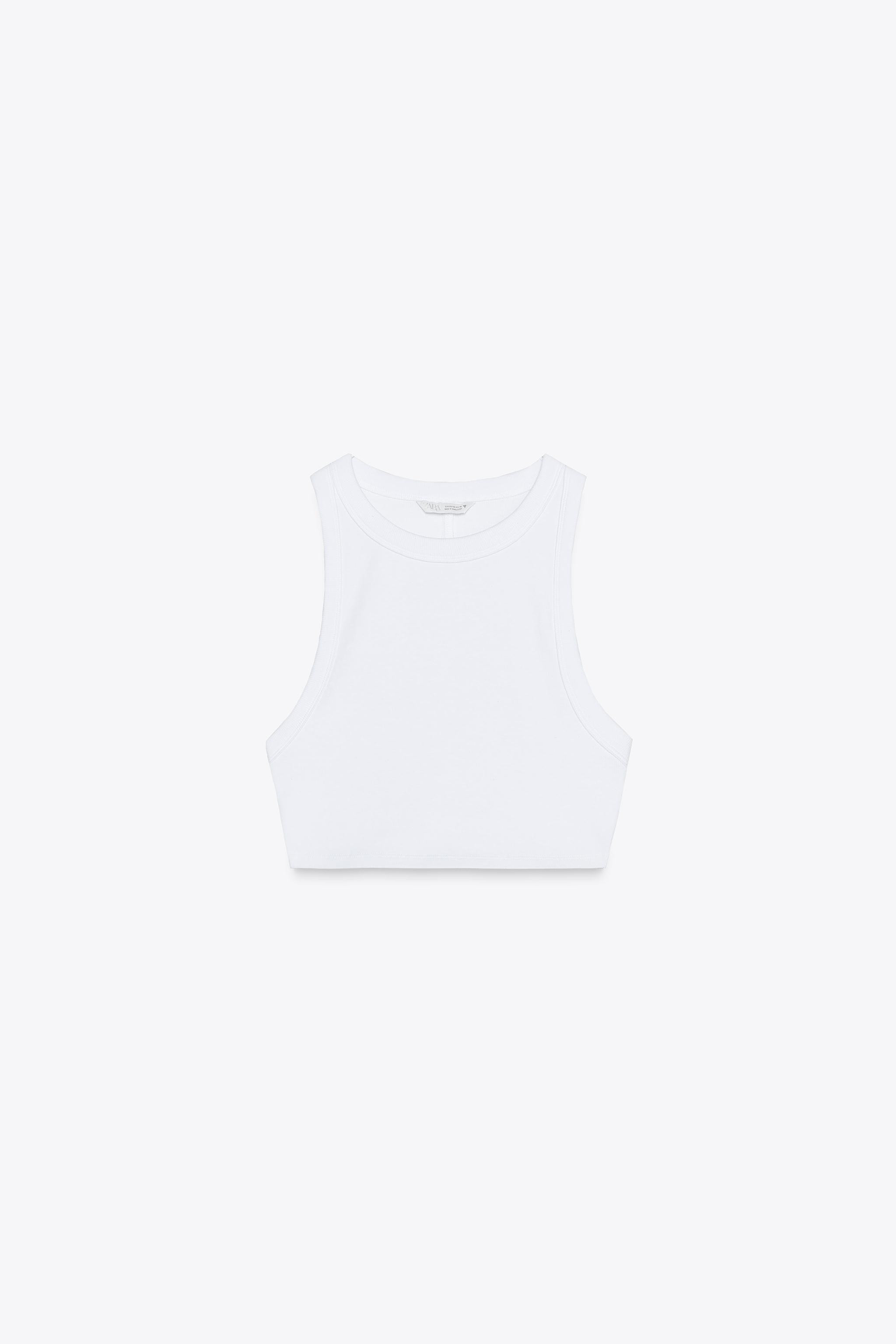 Round neck cropped tank top. | Zara US
