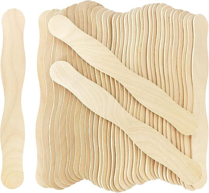 100 Pcs Wooden Fan Handles 8 inch, Jumbo Craft Sticks for Wedding Programs, or Paint Mixing Craft... | Amazon (US)