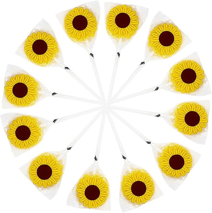 Sunflower Lollipops Suckers, Summer Birthday Party Candy Favors, Yellow Floral Decoration Lollipo... | Amazon (US)