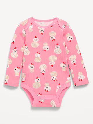 Printed Long-Sleeve Ribbed Bodysuit for Baby | Old Navy (US)