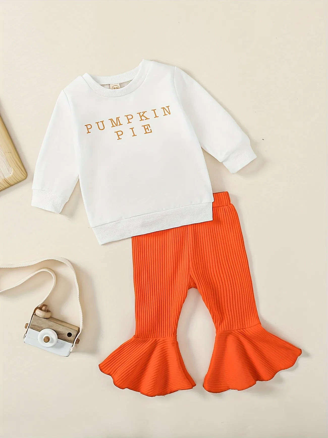Newborn Baby Girls Halloween Outfits Long Sleeve ''pumpkin Pie'' Pullover Sweatshirt Ribbed Flare... | Temu Affiliate Program