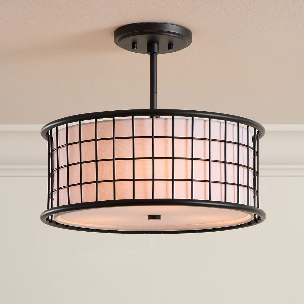 Metal Grid Semi-Flush Mount (31") | Pottery Barn Teen