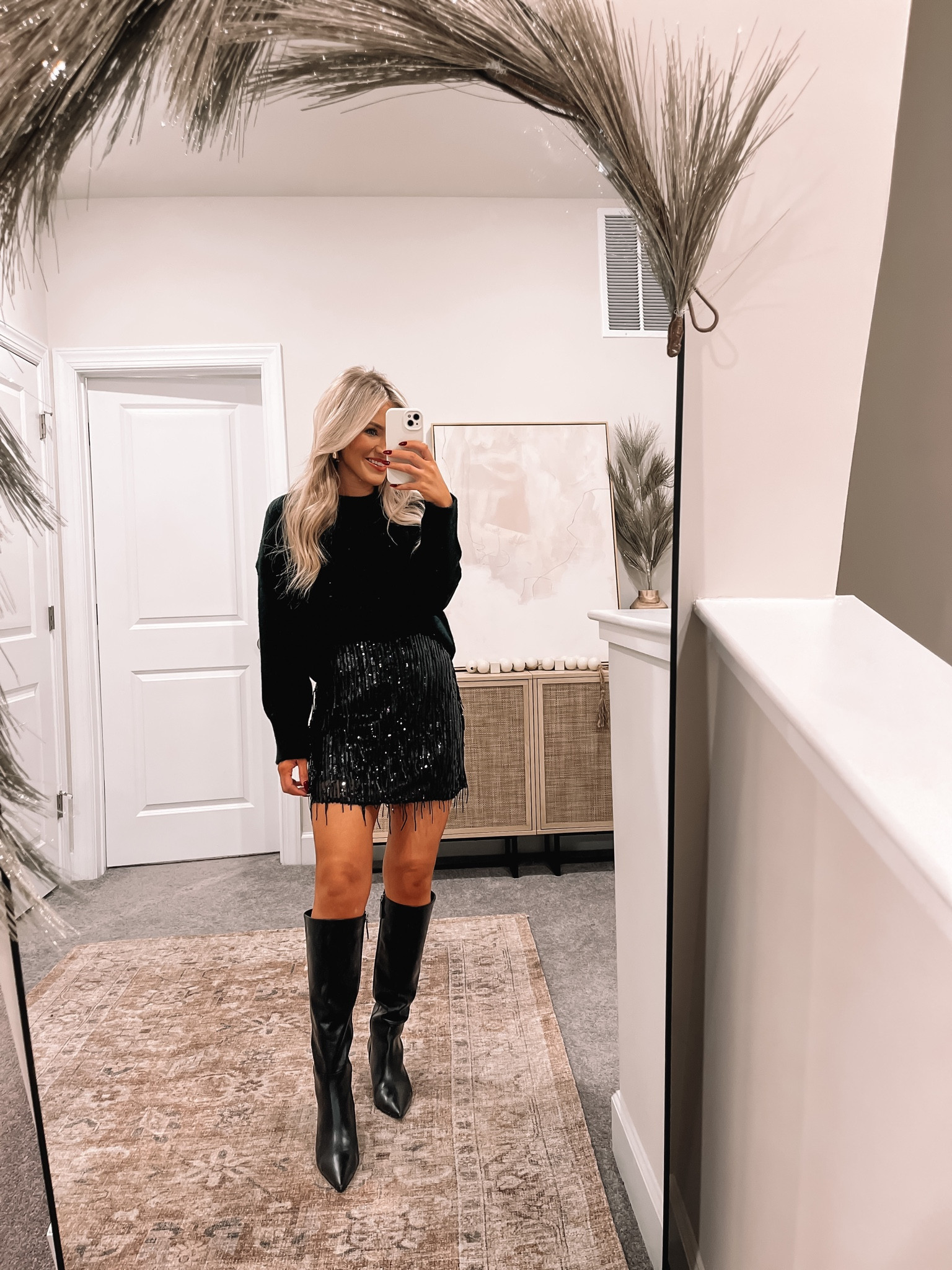 The perfect holiday party look! A sequin skirt and comfy sweater. It’s a yes for me! Wearing size small in both. Use code CYBERAF to save 15% off.

#LTKCyberWeek #LTKSeasonal #LTKHoliday