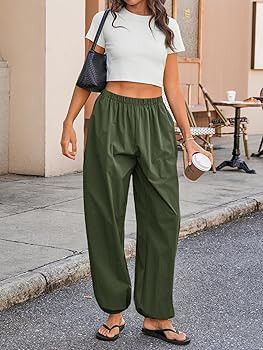 Tankaneo Womens Balloon Pants Trendy Casual Elastic Waist Wide Leg Harem Pants Baggy Pleated Lant... | Amazon (US)