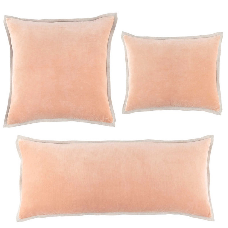 Gehry Velvet/Linen Nude Decorative Pillow | Annie Selke
