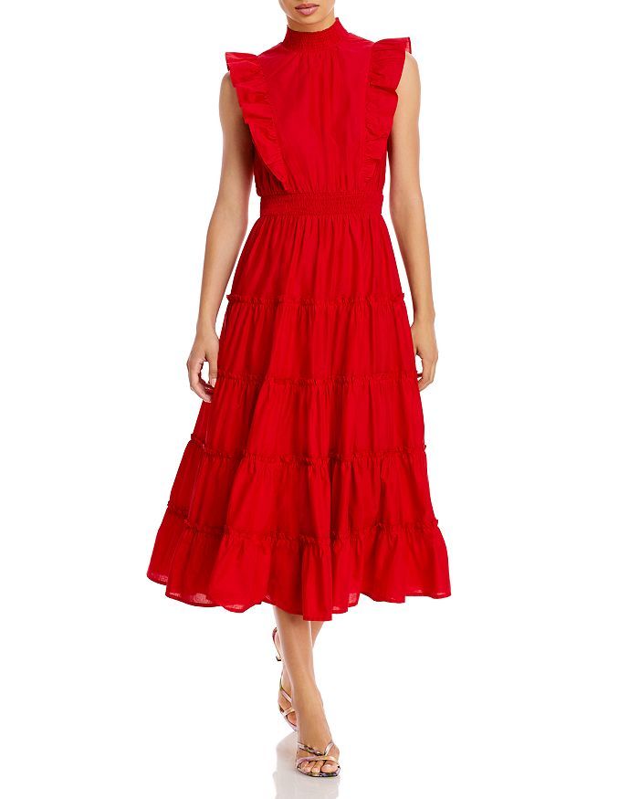 Cotton Mock Neck Ruffled Dress | Bloomingdale's (US)
