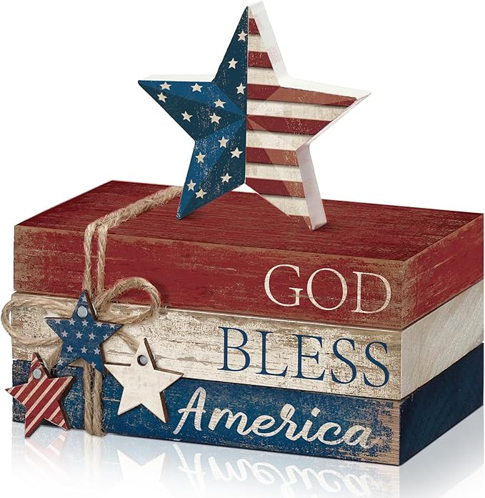 4 Pcs Fourth of July Tiered Tray Decorations Independence Day Wood Signs Rustic Patriotic Decor B... | Amazon (US)
