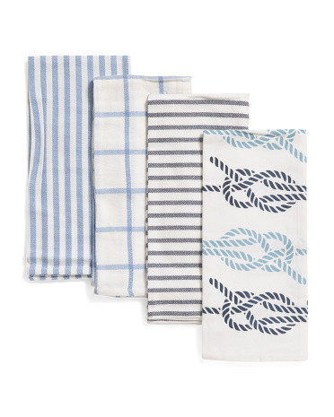 Set Of 4 Nautical Knots Kitchen Towels | TJ Maxx