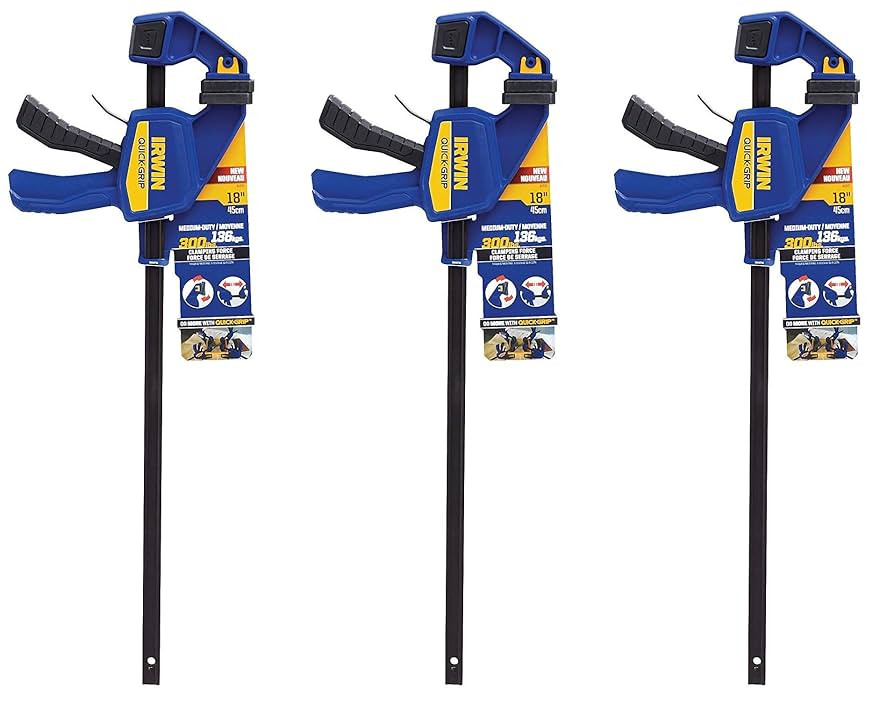 IRWIN QUICK-GRIP One-Handed Bar Clamp, Medium-Duty, 18", 3 Pack, 1964719 | Amazon (US)