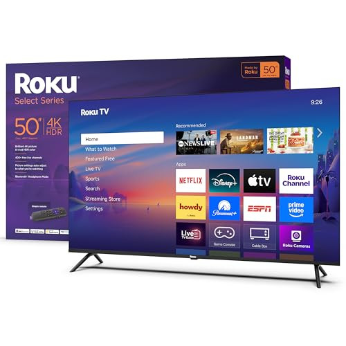 Roku Smart TV – 50-Inch Select Series, 4K HDR TV – Roku TV with Roku Remote – Flat Screen LED Television with Wi-Fi for Streaming Live Local News, Sports, Family Entertainment | Amazon (US)