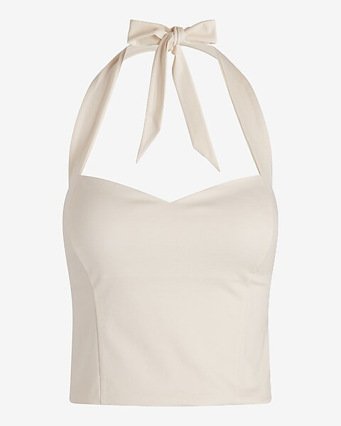 Body Contour Textured Sweetheart Halter Cropped Tank | Express