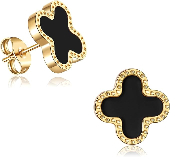 18K Gold Plated Clover Earrings for Women | Hypoallergenic | Lightweight | Small | Stud | Vacatio... | Amazon (CA)