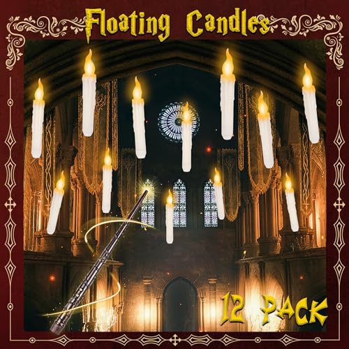 Aucurwen Floating Candles with Wand for Christmas Decorations, 12 Pack Flameless Hanging Candles for Christmas Tree, Flickering Floating LED Christmas Tree Candles for Yule Decorations, Indoor | Amazon (US)