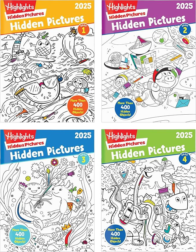 Highlights Hidden Pictures 2025 Activity Books for Kids Ages 6 and Up, 4-Book Set of Travel-Frien... | Amazon (US)