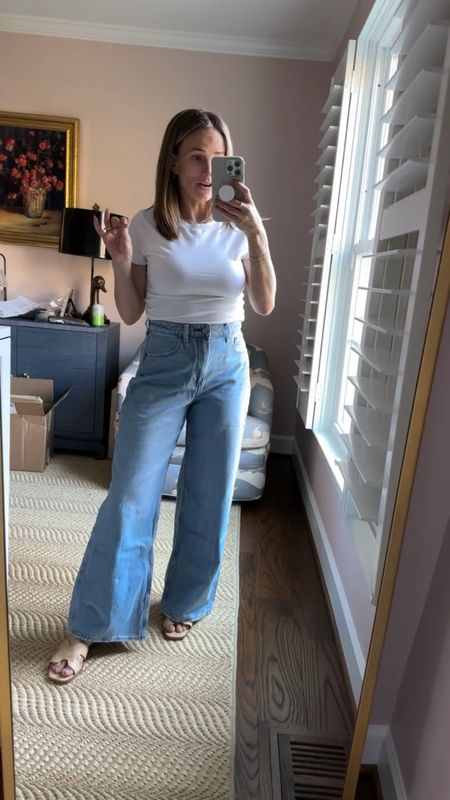 These wide leg jeans are SO cute from Abercrombie. I have a 26 (one size up from regular because I find the waist band shrinks a tad) in the Curve Love fit for more room in the hips and glutes. This is the SHORT length (I’m 5’1”). 

#LTKSeasonal #LTKfindsunder100 #LTKstyletip