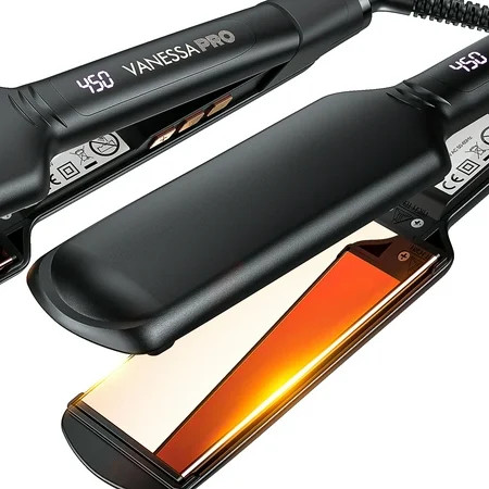 VANESSA PRO Hair Straightener Flat Iron for Thick Hair 100% Pure Titanium Wide Flat Iron for One Pass to Achieve a Sleek Look Professional Hair Iron(2-inch) | Walmart (US)