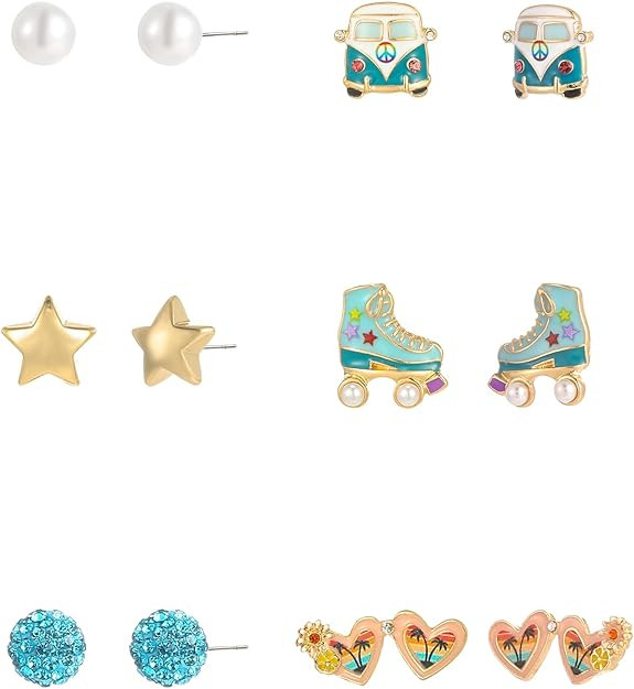 Madison Tyler 6 Pairs Cute Studs Earrings Set for Women | New Summer Studs Earrings Set for Women... | Amazon (US)