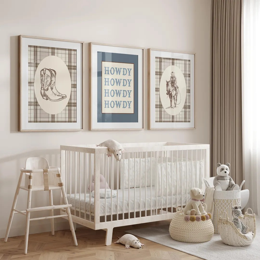 Western Nursery Wall Art Print Set, Cowboy Nursery Prints, Boy Nursery, Blue Nursery Decor, Weste... | Etsy (US)