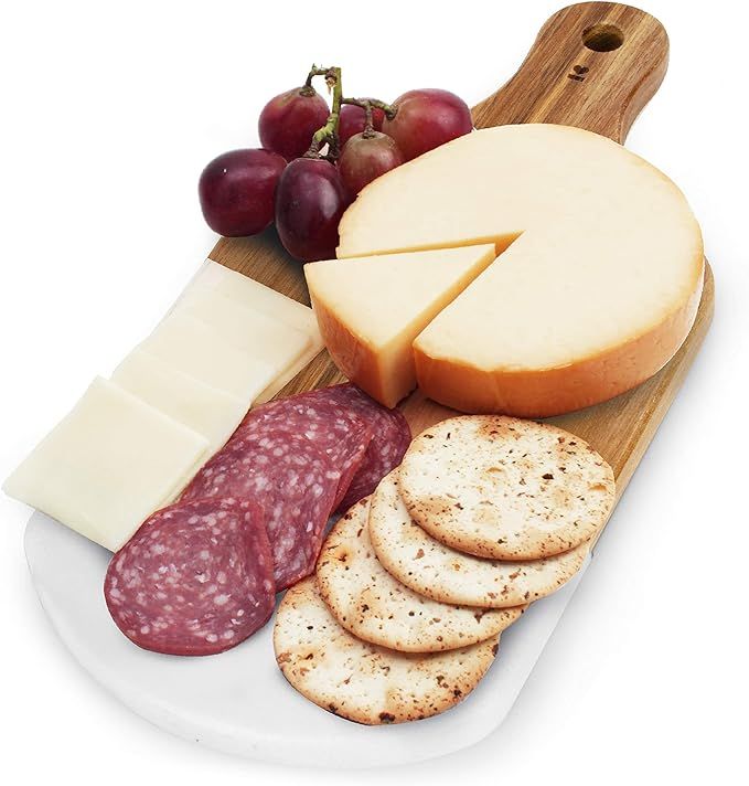 Slice of Goodness Small Round Rectangular Cheese Board - 12" x 6' Real Bamboo Wood and Marble Cha... | Amazon (US)