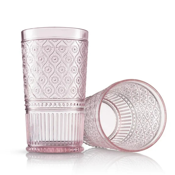 Godinger Highball Drinking Glasses, Acrylic Drinking Glasses Set, Elegant Tall Plastic Cups, Vint... | Walmart (US)