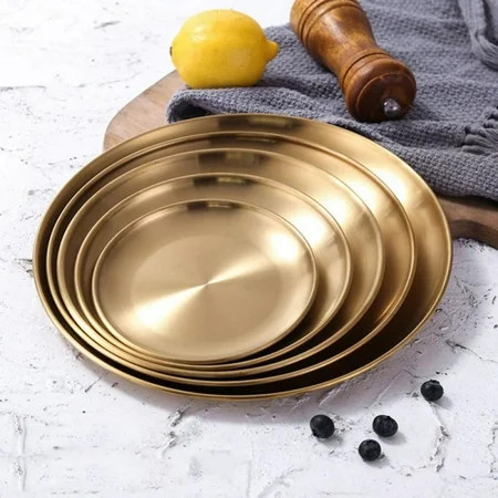 TINKER Modern Style Round Gold Round Tray Dining Plate Metal Decorative Storage Organizer Tray for J | Walmart (US)