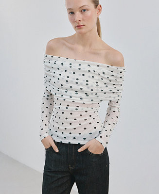 Mango Women's Polka-Dot Strapless Shirt - Macy's | Macy's