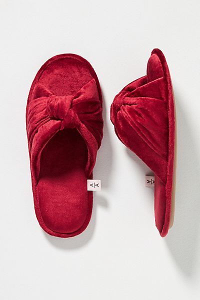 Ariana Bohling Velvet Bow Slippers | Anthropologie (US)