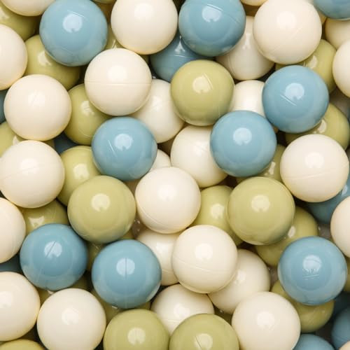 GOGOSO Ball Pit Balls - 2.15inch 100pcs Plasticsball for Kids Toddlers Birthday Gifts, Summer Vibrant Colors Visual Stimulation Xmas Decor, Creamy Green+Creamy Blue+ Soft White | Amazon (US)