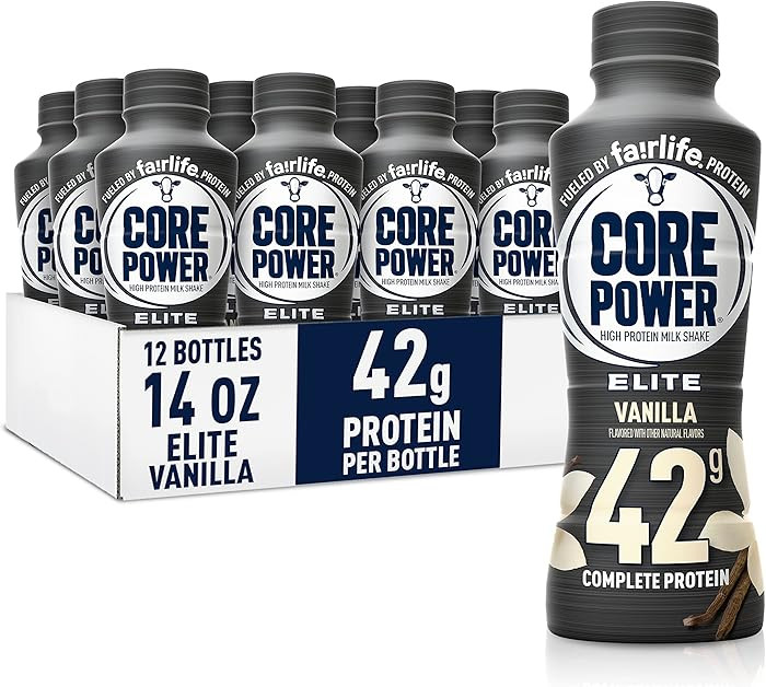 Core Power Elite High Protein Shake, Vanilla, 42g Bottle, 14oz, 12 Pack | Amazon (US)