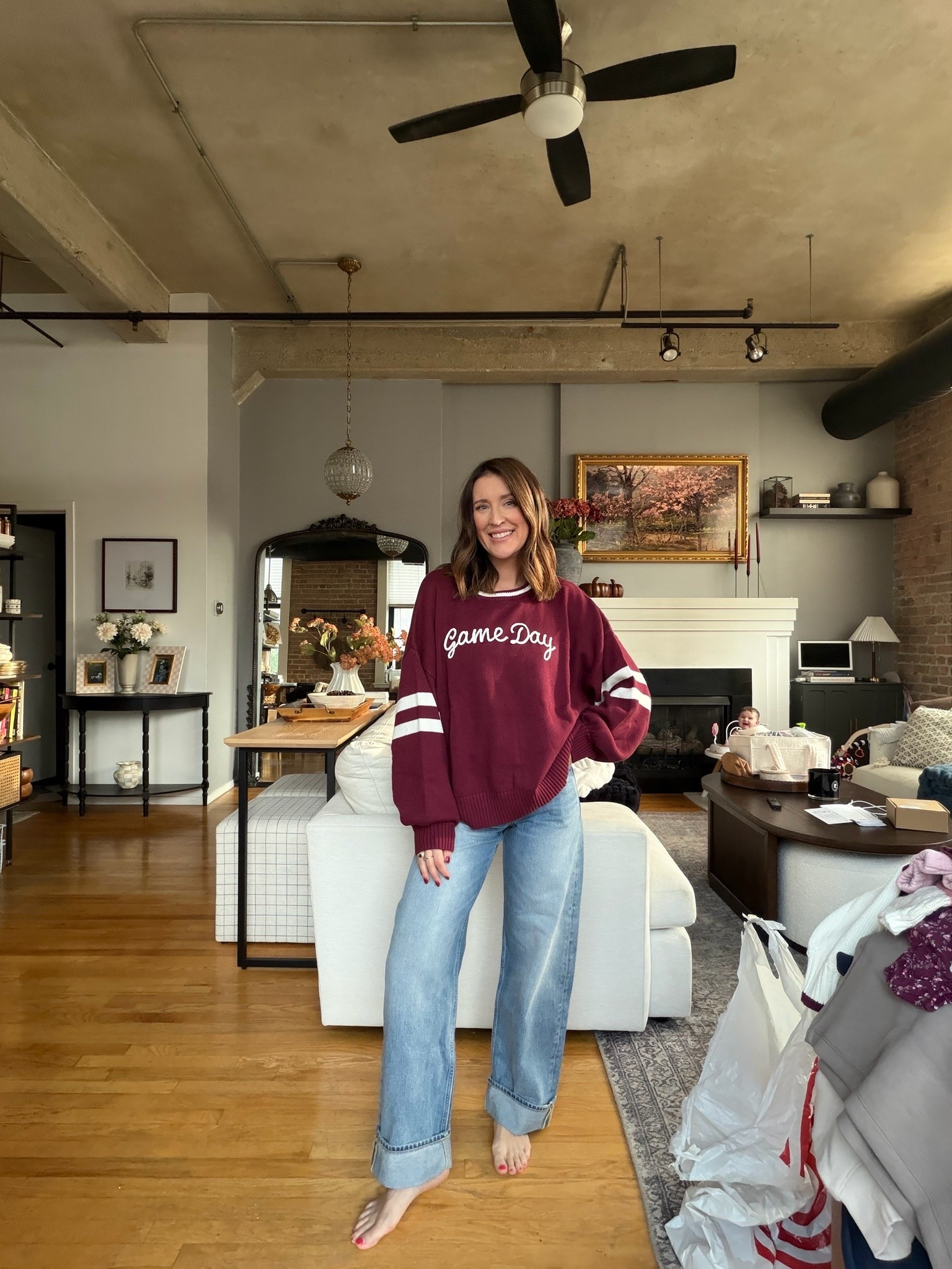 Game day outfit idea! Oversized sweatshirt from @Target 😍 I am wearing a 1X so it is super oversized, denim fit TTS