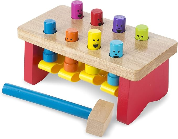 Melissa & Doug Deluxe Pounding Bench Wooden Toy With Mallet | Amazon (US)