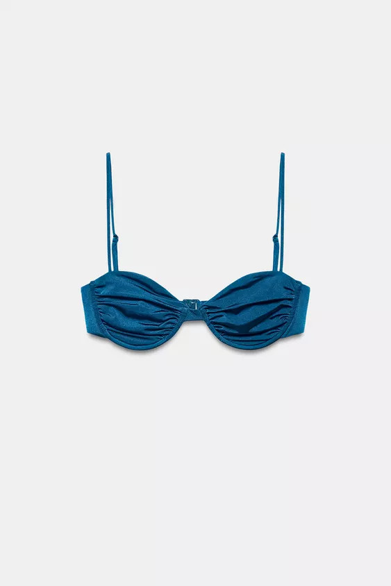 PLEATED UNDERWIRE BIKINI TOP | Zara US