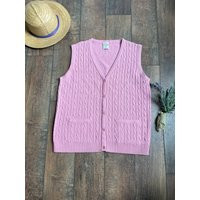 Vintage Knit Sweater Vest, Vest With Pockets, Pink Vest, Warm 90S Button Up | Etsy (US)
